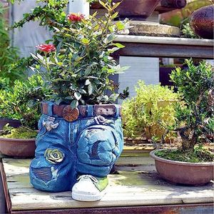 Jeans d'art de jardin explosif, ornements de décoration, Pots de fleurs, artisanat en résine, conception de cour