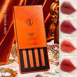 Explosief liefde paard oranje kleine dunne buis lippenstift set mat vervaagt geen tanabata make -up groothandel