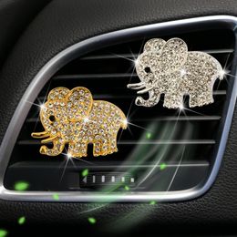 Explosivo Metal Rhinestone elefante Perfume de coche cristal coche elefante auspicioso salida de aire del coche Clip de aromaterapia