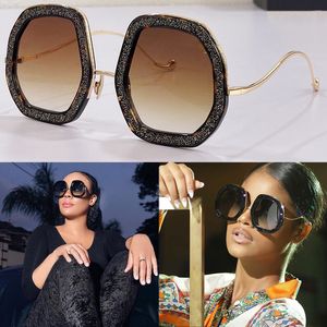 Estrella del pop explosiva con el mismo estilo de gafas de sol de diamantes con flash estrellado para hombre y para mujer cinturón de protección UV para playa al aire libre caja original