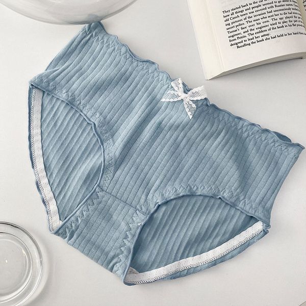 Éclat à volants explosifs pour femmes Pure Coton Day Love Imprimé Mid-Waist Coton complet Coton Antibactérien Brief