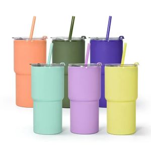 Exprimer! Gobelets réguliers en acrylique de 9 couleurs de 17 oz Gobelet en acrylique à double paroi avec couvercle et pailles colorées Tasse en plastique réutilisable Tasses de voyage colorées DIY