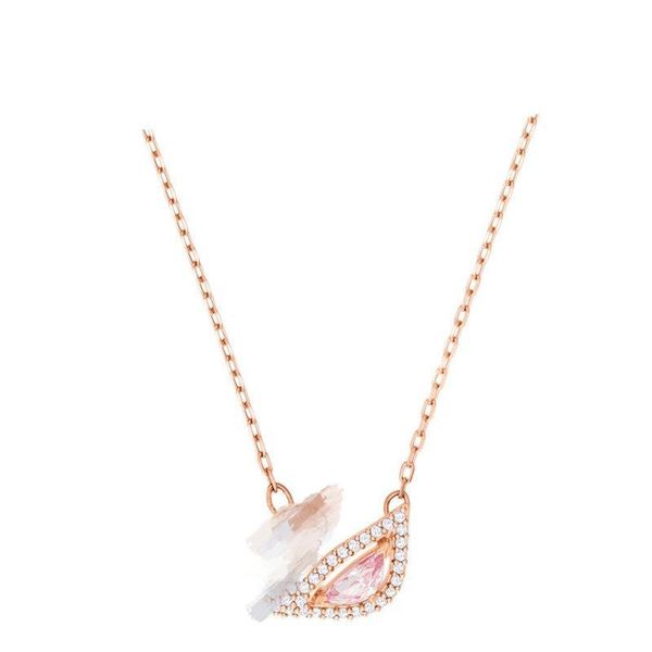 Collier de diamant Express Love with StyleCollier de créateur de cygne en or 14 carats, pendentif en diamant, bijoux cadeaux émotionnels de style INS pour femmes