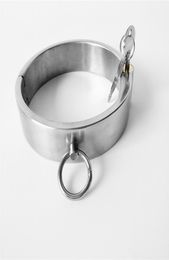 Collier de collier en acier inoxydable de 3CM de haut avec serrure ronde, anneau de cou en métal de retenue, jouet sexuel Bdsm pour adulte, jouet sexuel pour homme Fe8882938