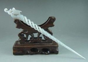 Prachtige oude Chinese witte jade carving phoenix haarspeld haarstick