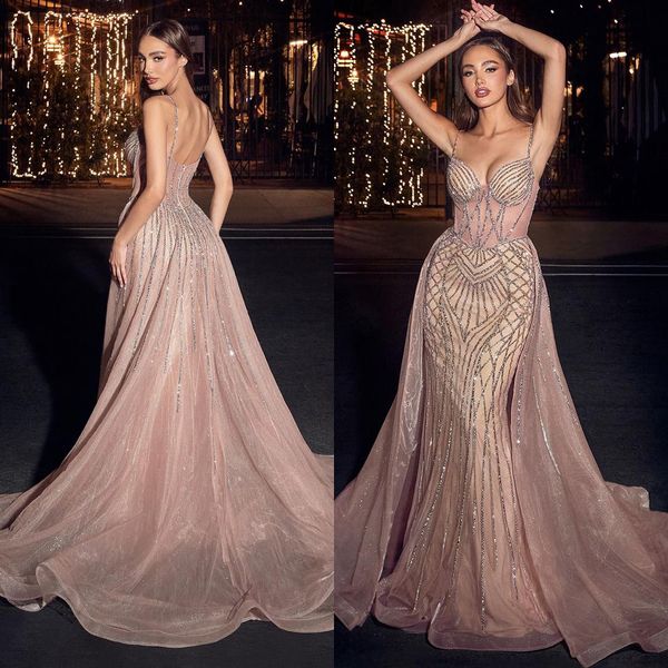 Exquisito vestido De Novia De sirena con espalda descubierta, vestidos De Novia con lentejuelas y tirantes finos, vestidos De Novia con escote en forma De corazón