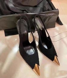 Exquisite Brida Dames Vesper Sandals schoenen voor vrouwen Slingback Patent Leather Lederen Metal Toe Cap Lady Pumps Fashion High Heels Comfort Walking EU35-40.Box