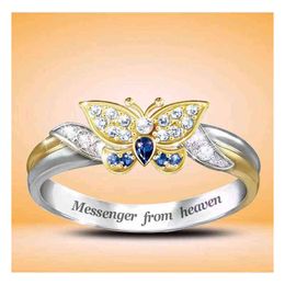 Prachtige vlinder ring populaire natuurlijke edelsteen diamant 14 k goud tweekleurige voor vrouwen sieraden accessoires anillos mujer G1125