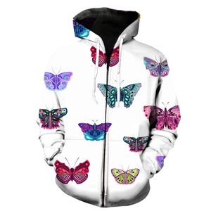 Exquis dessin animé papillon motif Zipper Hoodies Hommes Femmes Enfants Sweats 3D Imprimer Mode Automne Pull Vêtements Tops 005