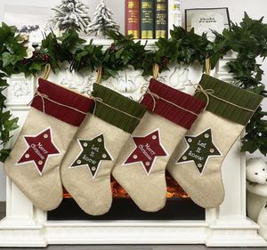 Prachtige kerstboom ornament kousfeest hangende sokken nieuwjaar woningdecoratie linnen kousen Kerstmis socks joch cadeau -tas6342923