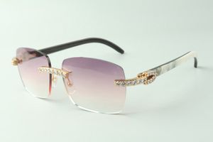 Exquise klassieke XL diamanten zonnebril 3524025, natuurlijk gemengd buffelhoorn brilveren, maat: 18-140 mm