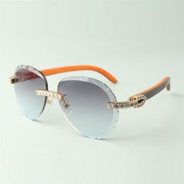 Exquis Classic Classic XL Diamond Sunglasses 3524027 Temples en bois orange naturels Temps de verre 18-135 mm250x