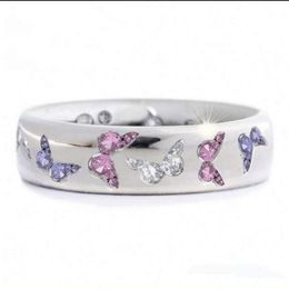 Exquis coloré papillon anneaux pour femmes cristal strass bague de fiançailles mariée mariage anniversaire cadeau bijoux ZHIXUN