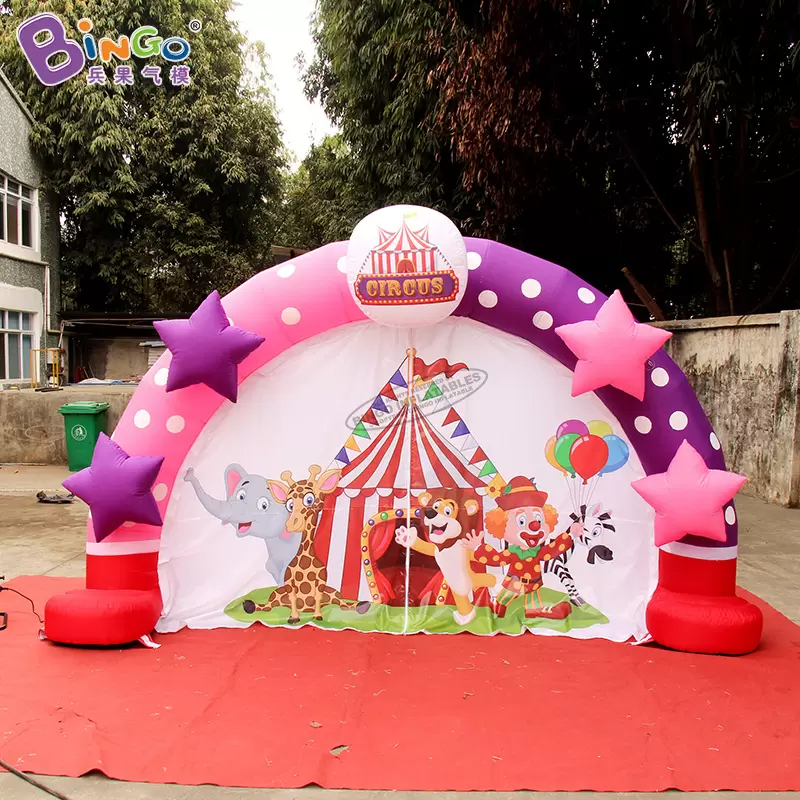 Zarif zanaat 8m genişlik (26ft) Etkinlik girişi dekorasyon oyuncakları için perde enflasyon karikatür kemerleri ile şişme yıldız kemeri