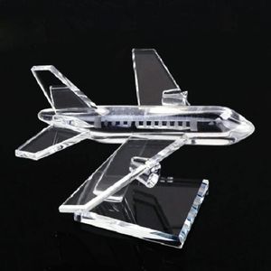 Exquisite Crystal Glass Airplane Model Small Airplane Art Office Decoration Childrens Cadeau 240514