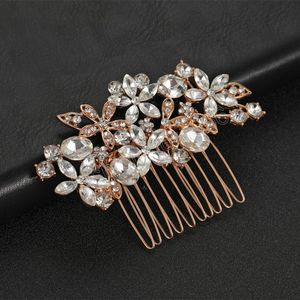 Exquisita peineta de cristal para el cabello, adornos para el cabello con diamantes de imitación brillantes para boda, pinzas para el cabello, accesorios para el cabello para novia, joya para mujer