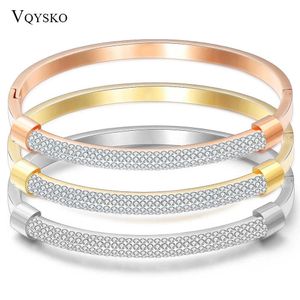 Prachtige kristallen luxe armbanden voor vrouw hoogwaardige roestvrij staal Koreaanse geschenk armband mode-accessoires groothandel q0719