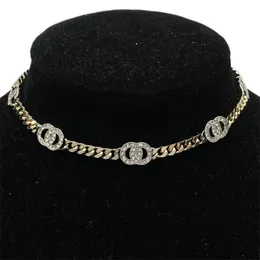 Collier de boucères de créateur exquis Double lettre Chaînes Colliers vintage Collier de luxe en or de petite balle pour hommes bijoux ZH175 E4