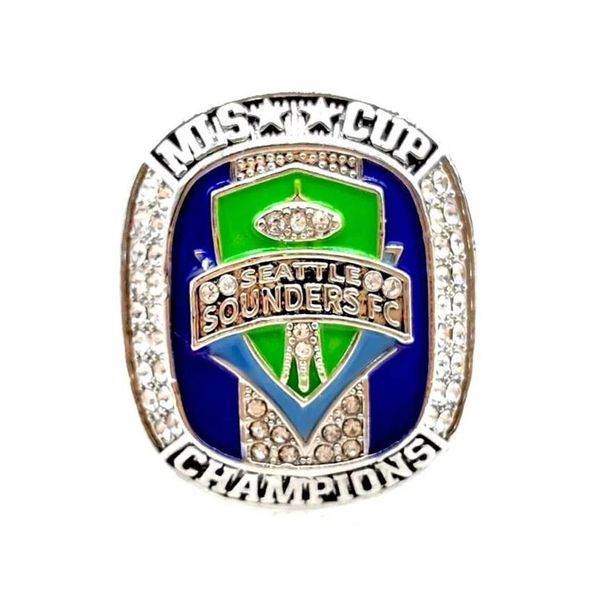 Exquisita joyería con incrustaciones de diamantes Seattle MLS Cup Champion Ring Digital 8 Replica253O