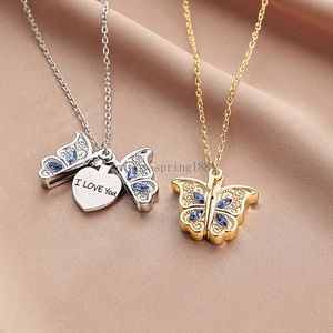 Collier papillon exquis à la mode pour femmes, je t'aime, pendentif pouvant ouvrir, accessoires de bijoux pour femmes