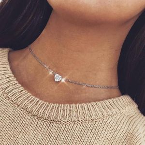 Prachtige Mode-sieraden Glans Zirkoon Liefde Hart Hanger Choker Ketting Vrouwen Collier Kettingen Liefhebbers Sieraden Gift283a