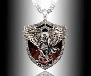 Exquise mode Warrior Guardian Holy Angel Saint Michael Pendant Ketting Uniek Knight Shield Anniversary Gift290x4392693