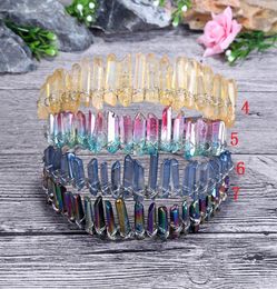 Prachtige handgemaakte natuurlijke Tiara Crystal Natural Quartz Crystal Crown Angel Aura hoofdband zeemeermin bruiloft accessoires C181120015941702