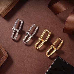 Exquisitos pendientes conjuntos Serie de eslabones de cadena Gotas para los oídos Mujeres Cadenas en forma de U Studs Damas Boda Compromiso Fecha Fiesta Joyería con caja