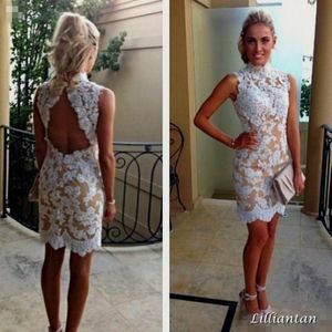 Exquisite Kant Cocktail Jurken 8e Grade Korte Prom Dress Applique Homecoming Graduation Jurk Open Back Lace Party Jurken Dames Zomer