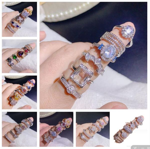 Exquis Luxe Luxe Luxurage Ring Gemstone Flower Love Amage de mariage en cristal irrégulier