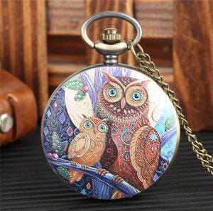 Exquis Lovely Owl Design Pocket Watch Vine Quartz Watchs analogiques Collier Chaîne horloge Cadeaux pour hommes Femmes Kids3771289