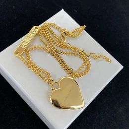 Collier pendentif en forme de cœur en or pour femmes, collier de luxe exquis de marque de mode, bijoux cadeau de saint valentin