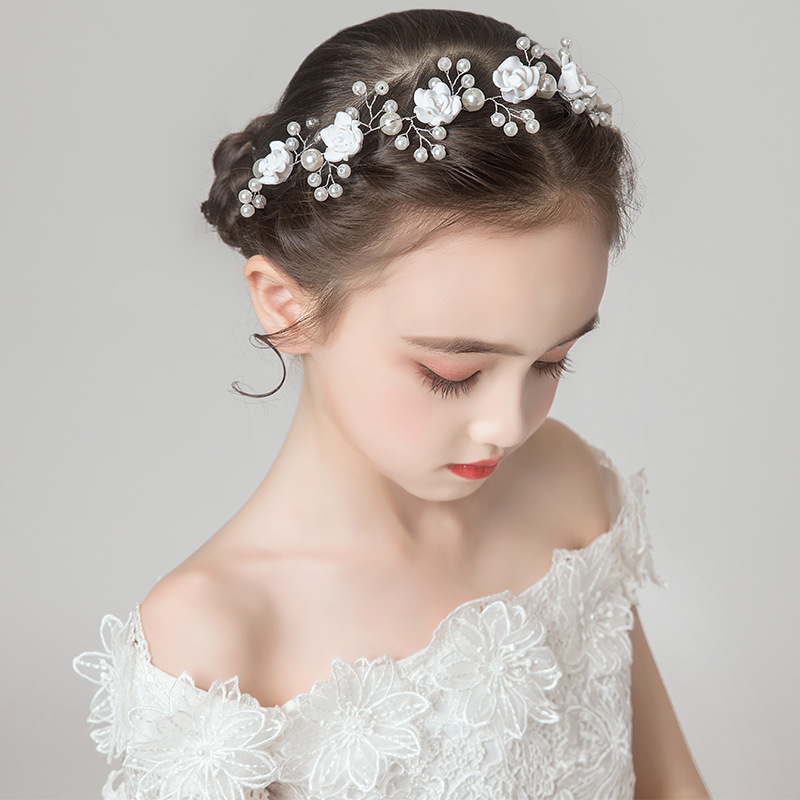 Exquisite Manual Flower Girls Head Pieces Kids' Accessories For Weddings Girls Tiaras