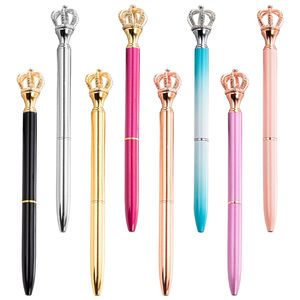 Exquisite Multi-Color Ballpoint Pen Metal Crystal Shiny Crown met Diamond School Office Learning Briefpapier levert geschenken