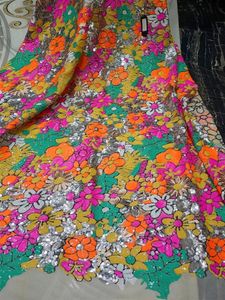 Prachtige multi-kleuren pailletten Afrikaanse tule stoffen nigeria kanten stof Franse pailletten geschikt voor jurk rok diy doek 240327