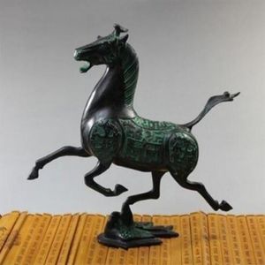 Statue en bronze chinois ancien exquis, figurines d'hirondelle de cheval, décoration de médecine de guérison, 100% en laiton Bronze244n