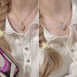 Prachtige Opal Pink Crystal Birthstone Love Heart Hanger Ketting voor vrouwen Valentijnsdag Mooie sieraden Verjaardagsfeestje Geschenken