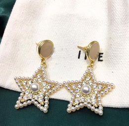 Exquis perle étoile goutte balancent boucle d'oreille marque oreille goujon femmes fête mariage luxueux bijoux boucles d'oreilles gouttes aretes