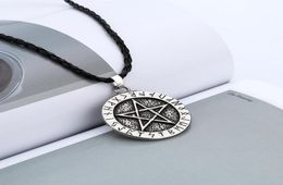 Colliers de pendentif exquis grandes runes nordiques couking viking pentagram pendent bijoux collier pentagram wiccan pagan norraire5588014