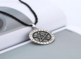 Colliers de pendentif exquis grandes runes nordiques couking viking pentagram pendant bijoux collier pentagram wiccan pagan norraire15676578