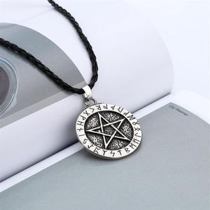 Colliers pendentif exquis grande Rune nordique tour de cou Viking pentagramme pendentif bijoux collier pentagramme Wiccan païen Norse2929