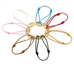 Exquisito nariz de cerdo H Bracelets para mujeres Hombres String String Ot Buckle Hand Rope Charm Bracelet Bracelet Jewellry Color encera ajustable L7200511