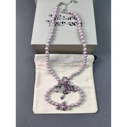 Exquisite Purple Email Email Booch Saturn Pearl Bracelet Necklace Dames Chokers Oorbellen Sieraden Sets