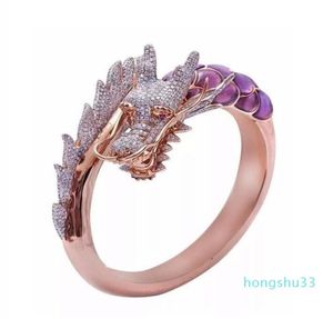 Exquisito Rose Gold Fashion Rings Unique Dragon Dragon Party Joya de bodas Joyas de regalo Tamaño 610 G434201519