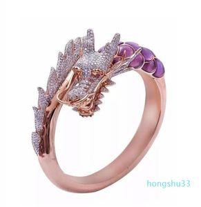 Exquise Rose Gold Fashion Unieke Chinese Draak Ringen Gift Verlovingsfeest Bruiloft Sieraden Gift Ring Maat 610 G433796878