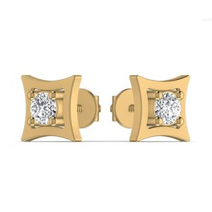 Exquise Round Round Natural Diamond Stud -oorbellen in 14kt vaste gouden witte roos en gele fijne sieraden