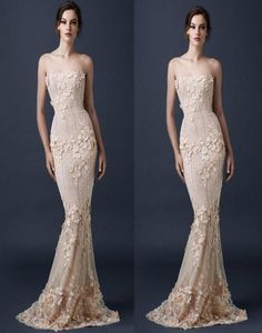 Exquisitos vestidos de noche de sirena sin tirantes apliques y flores paolo sebastian famosos vestidos de graduación vestidos ocasionales 2019 m4277487