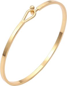Exquise Womens Gold Bar Bracelet Eenvoudig en voortreffelijke dunne manchetarmband Hook armband 18K Gold vergulde handgemaakte minimalistische sieraden