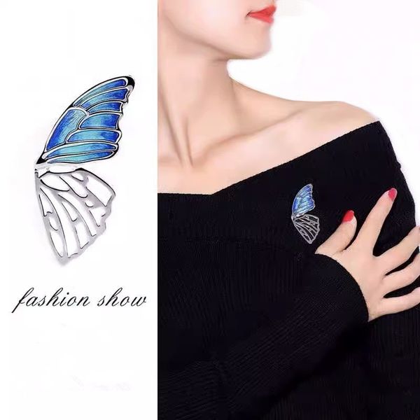 ExqusiteElegant alfileres de ala de mariposa para mujer, broches, esmaltes de doble color, adornos de joyería artificial, hotsale euroamericano, venta al por mayor barata