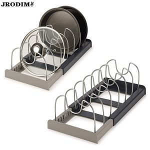 Uitschuifbare Pot Deksel Houders Multipurpose Steamer Rack Pans Glazen Houder Flexibele Plaat Organizer Keuken Opslag 211102